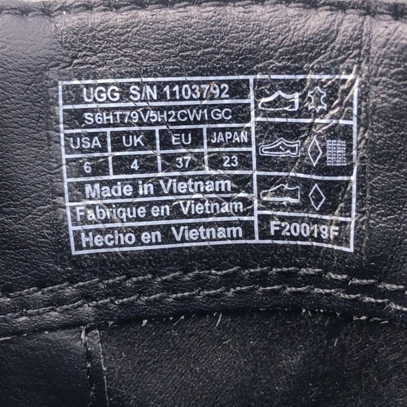 UGG Fern Black Leather Moto Boots 6 - Picture 8 of 12